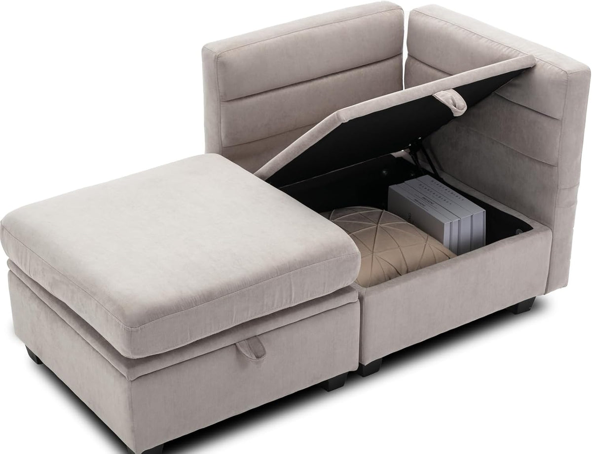 asunflower Ottoman with Storage for Couch 25.2" Square Storage Ottoman F...