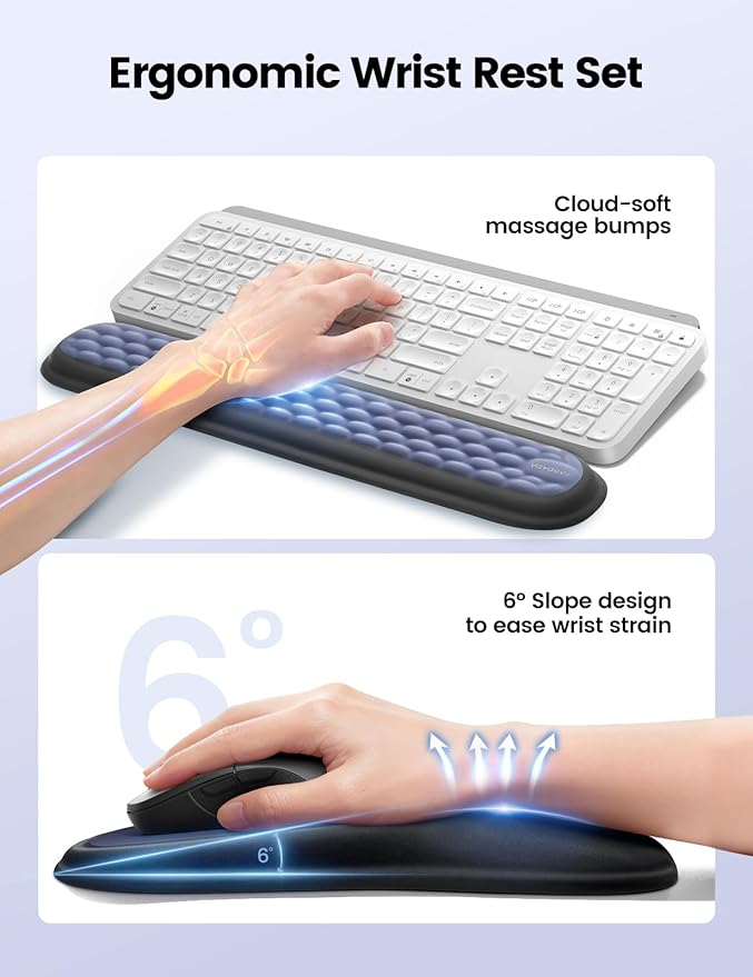 meatanty Keyboard and Mouse Wrist Rest Set, Ergonomic Wrist Pad Support - Image 3