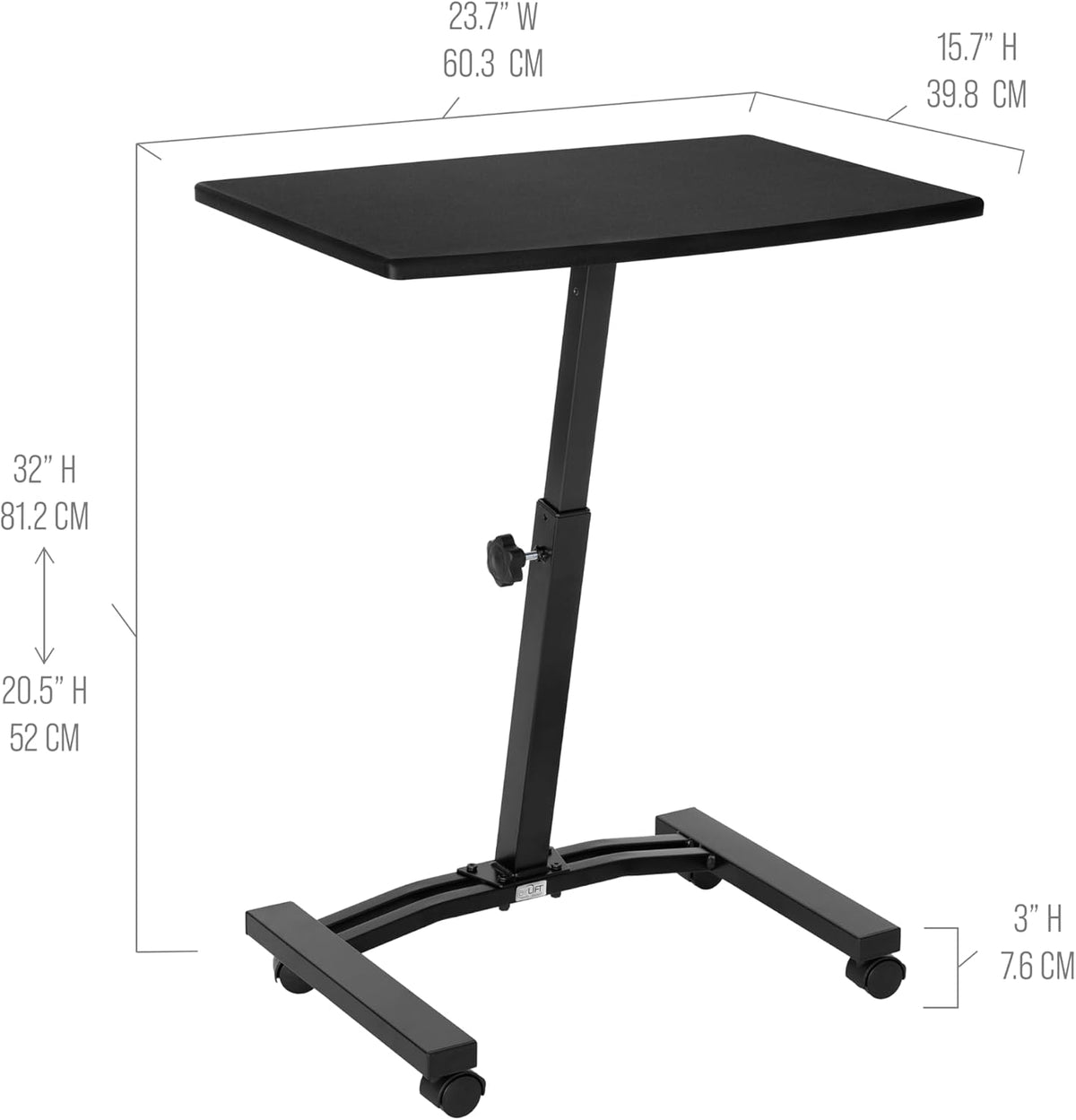 Seville Classics Airlift Mobile Height Adjustable Laptop Stand Computer Works...