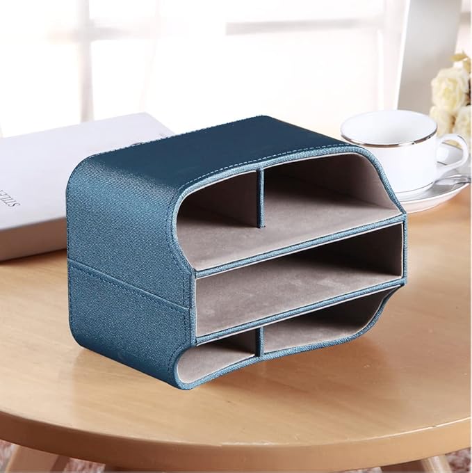 PUSU Remote Control Holder PU Leather 360 Degrees Rotatable Desktop Supply - Image 6
