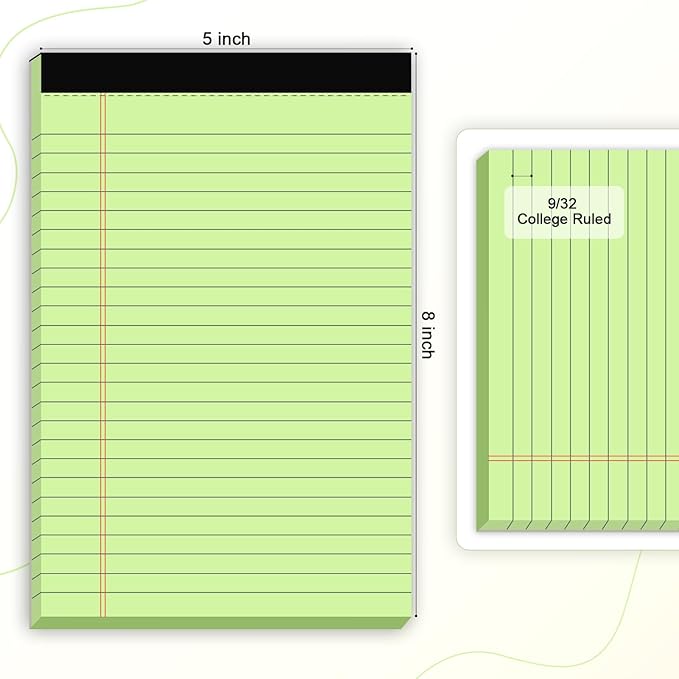 AILZFEI 6pcs Small Note Pad 5x8 College Ruled Green Legal Pads Paper Notepads 6 - Image 2