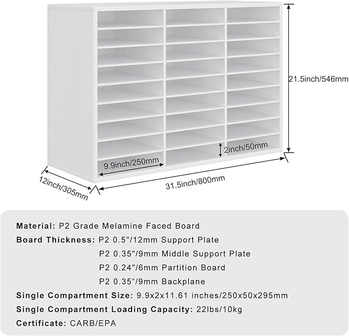 PAG Mail Sorter Organizer, Wood Literature Organizer, Student Mailbox - Image 2