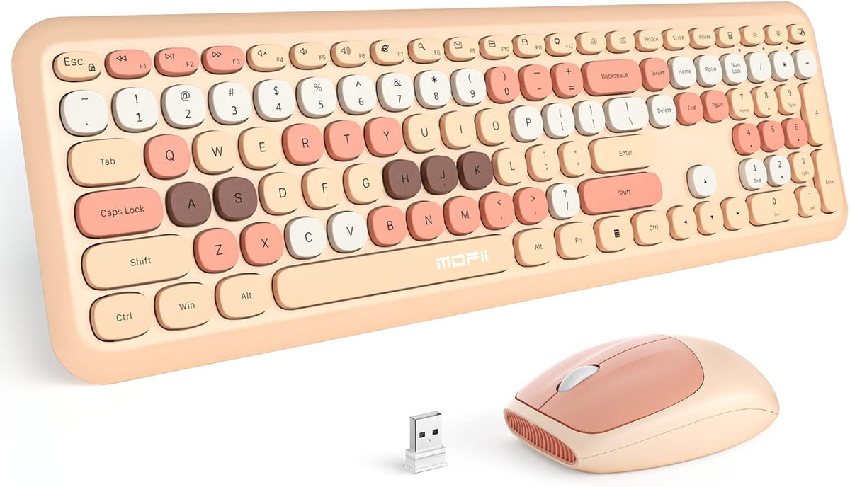 MOFII Wireless Keyboard Mouse Combo, Colorful Compact Full Size Wireless