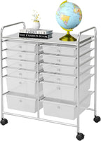 Happygrill 12-Drawer Rolling Storage Cart, 2 Sizes Plastic Drawers & Metal Shelf by HAPPYGRILL