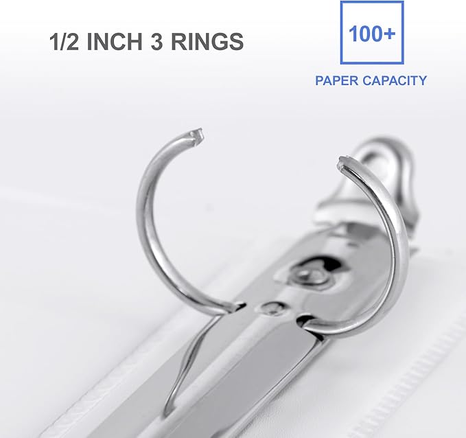 3 Ring Binder 1/2 Inch, ViVin Sturdy 0.5"-Round Ring Binder - Image 2