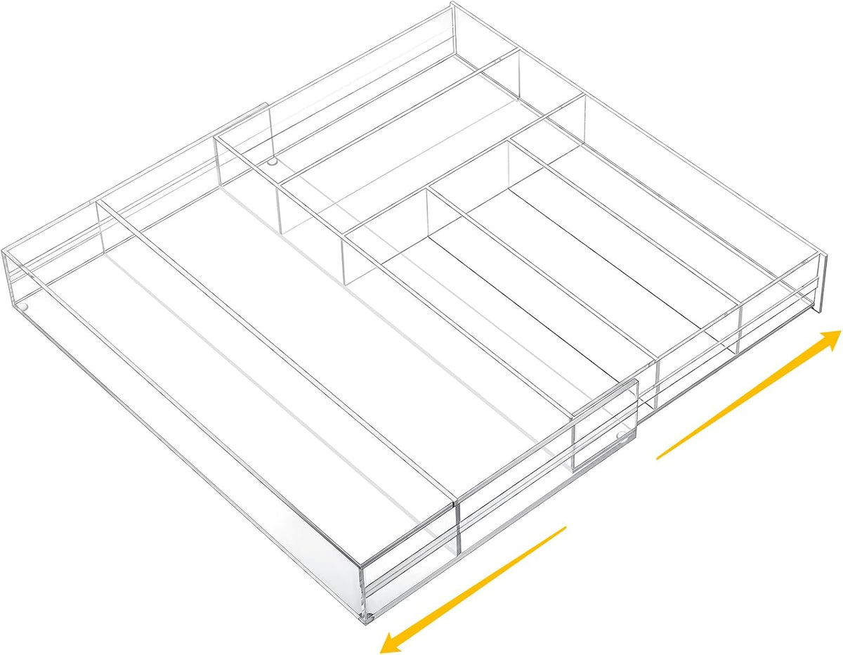 Briwooody Clear Acrylic Drawer Organizer Expandable,7 Compartments,Large