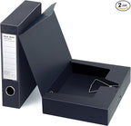 HUA JIE 2 Pack A4 Storage File Boxes Archives Case, 65mm Spine, Box File by HUA+JIE