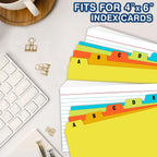Chell 4"x6" Plastic Index Card Dividers, Primary Colors, 25 Pack | Heavyweight, A-Z, Made of Polypropylene, Alphabetical Stickers, Blank Stickers