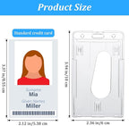 25 Pack Vertical 2-Card Badge Holder, Heavy Duty Hard Plastic ID Card Holder - Image 2