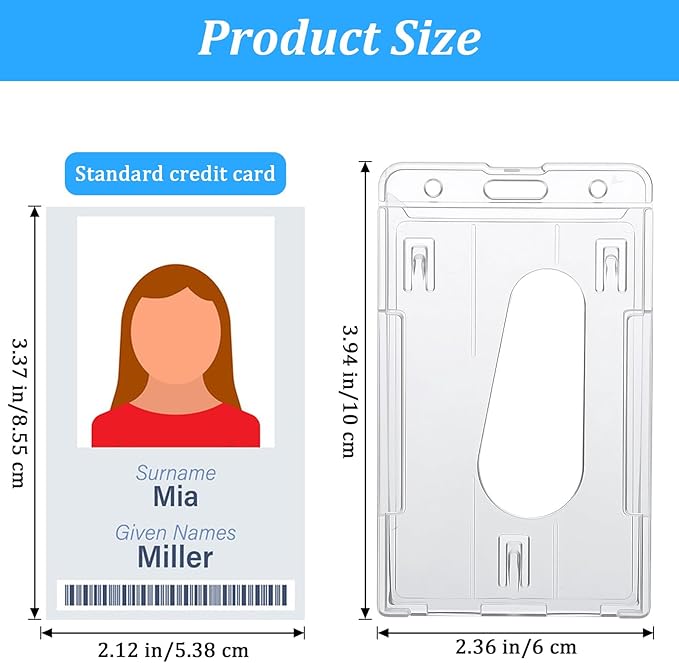 25 Pack Vertical 2-Card Badge Holder, Heavy Duty Hard Plastic ID Card Holder - Image 2