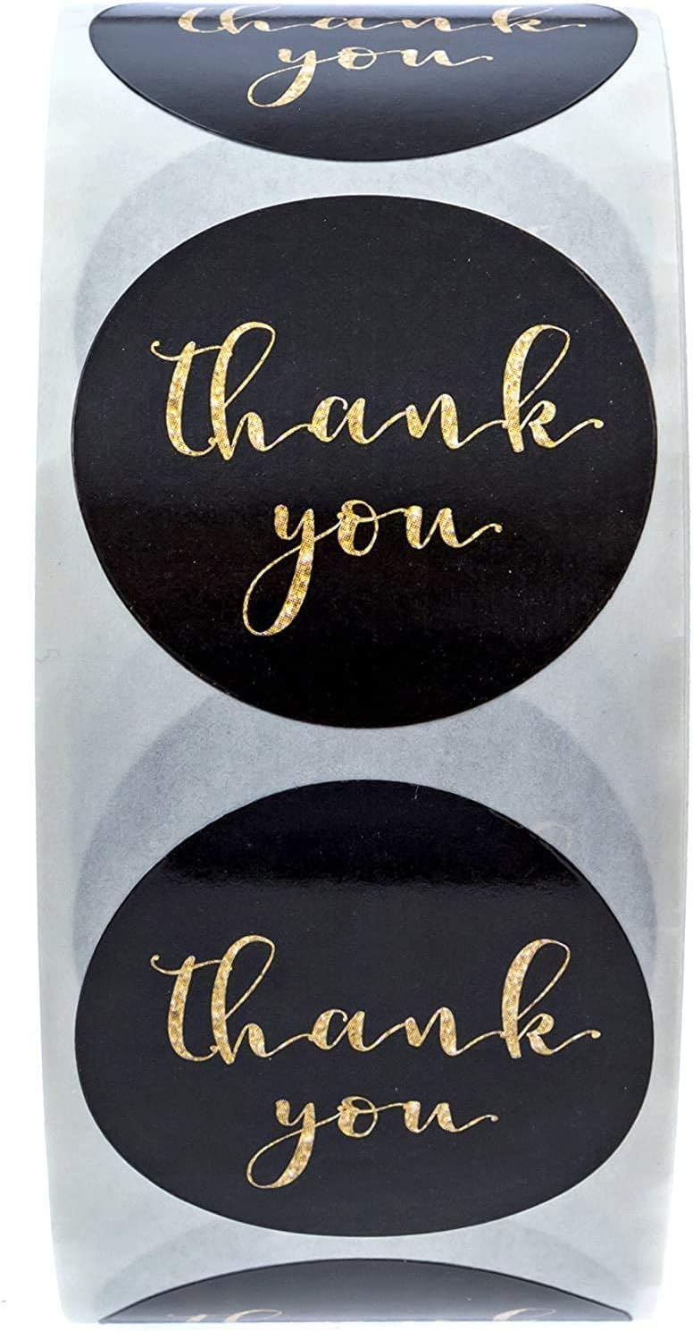 Faux Glitter Thank You Stickers / 1.5" Circle Labels / 1000 Thanks Stickers Per Roll