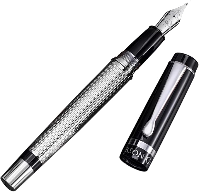 Webson Gill ‘The Raider’ Silver Luxury Executive Fountain Pen, Polished Lacquer by WebsonGill