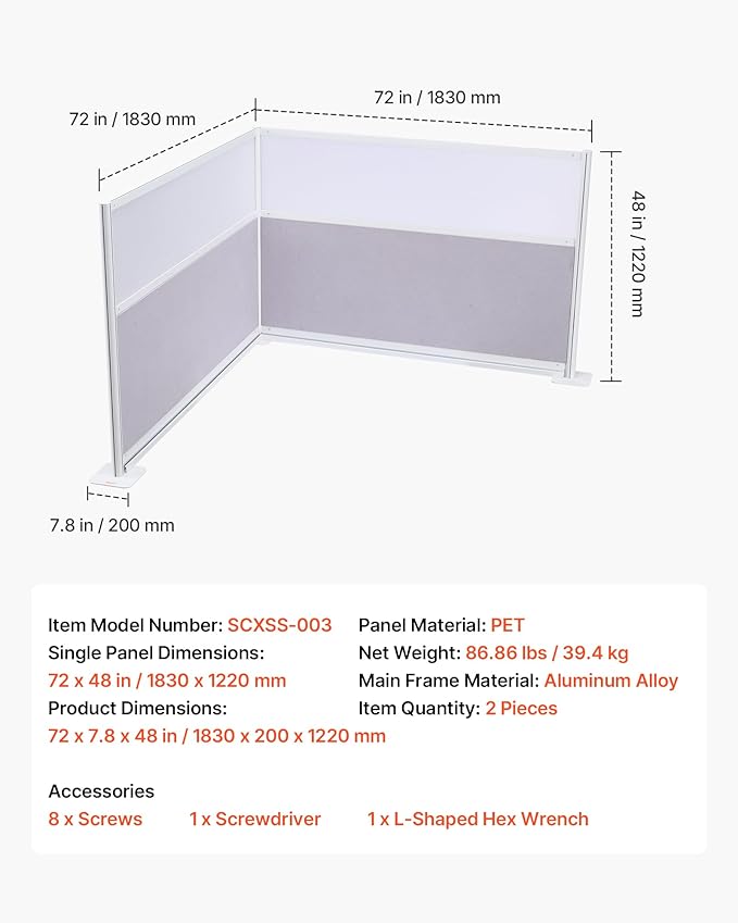 VEVOR Office Divider Privacy Partitions, PET Workstation Cubicle Partition - Image 7