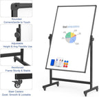 Rolling Whiteboard on Wheels, Double-Sided Magnetic Dry Erase Board - Image 3