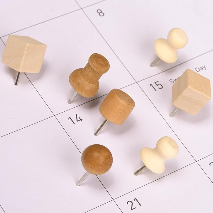 Thumb Tacks for Bulletin Boards, Wooden Push Pins - Image 5