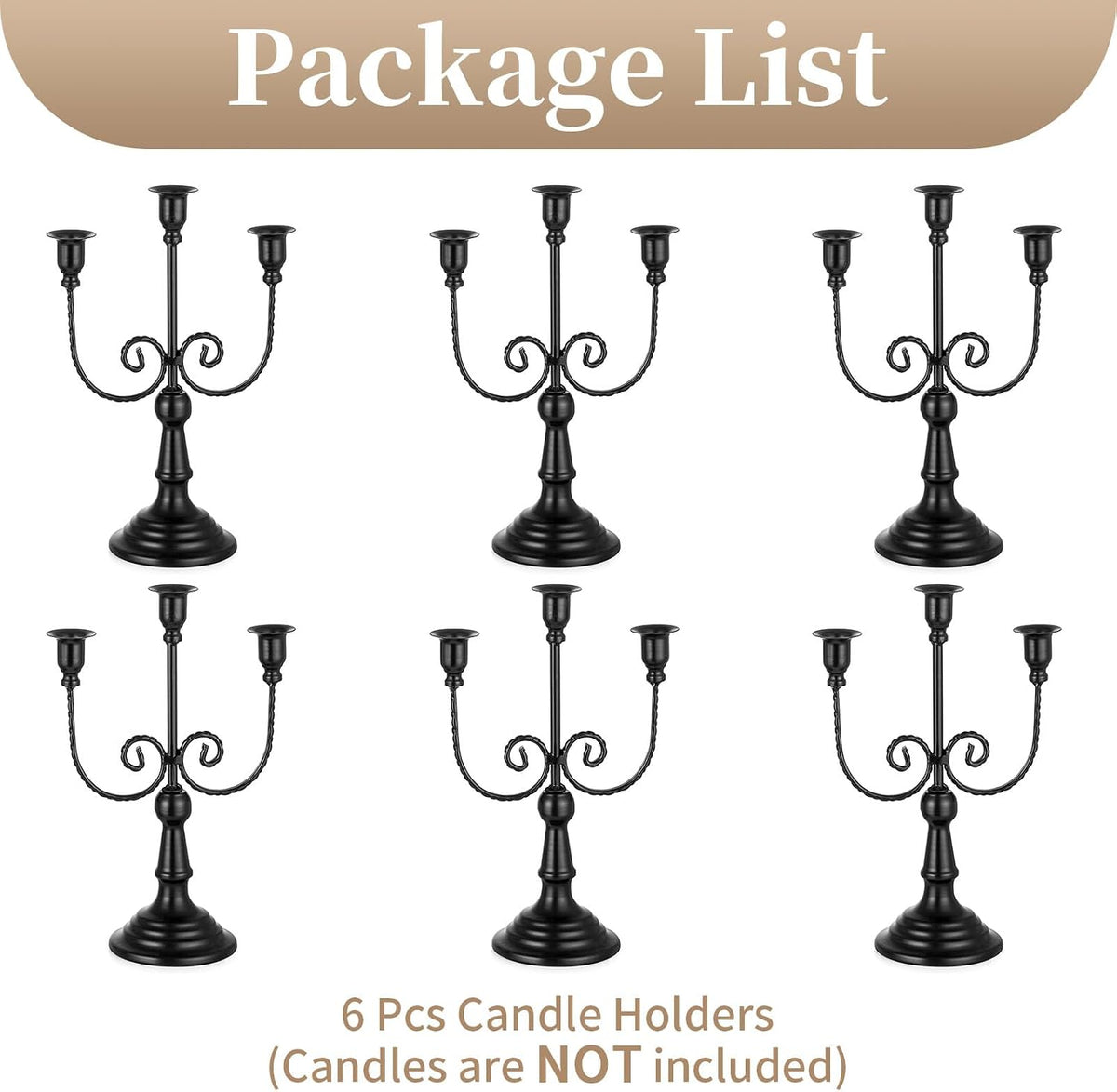 Sziqiqi Halloween Candelabra Candle Holder: 3 Arms Black Candelabra