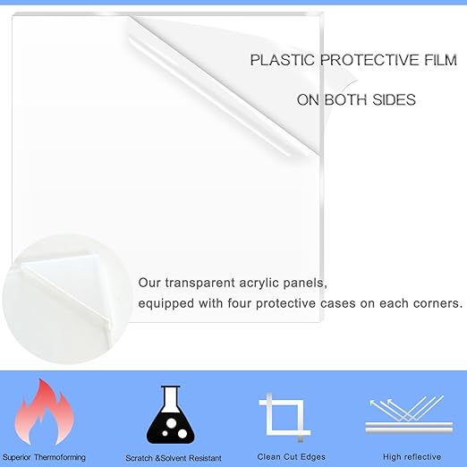 4 Pack 8x12 Inch Acrylic Sheet 1/8" Thick, Cast Acrylic Sheet, - Image 3