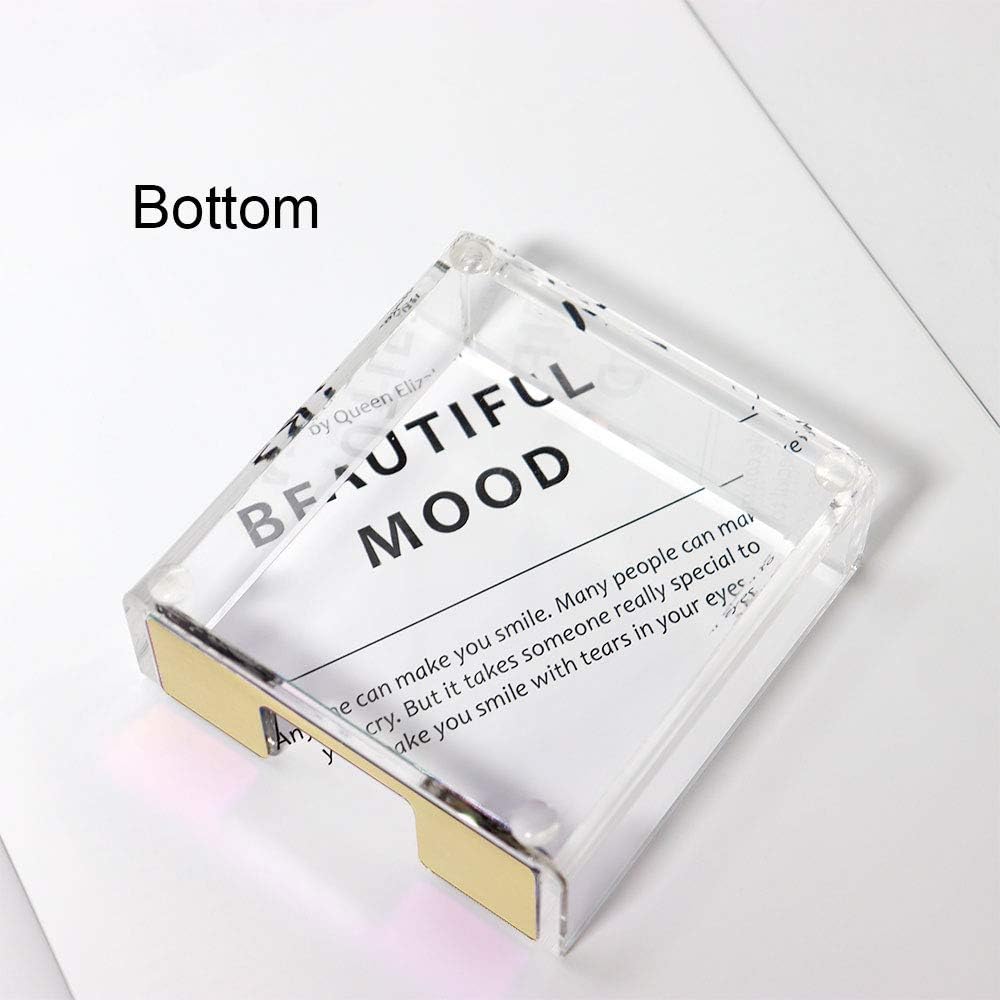 Buqoo Acrylic Sticky Notes Pad Holder Gold Desk Organizer Memo Holder | Clear acrylic sticky notes holder with gold base, fits standard 3x3 memo pads and keeps your desk stylish and organized.