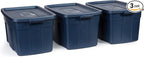 Rubbermaid Roughneck Tote 31 Gal, 3 Pack, Made in USA, Dark Indigo Metallic by Rubbermaid