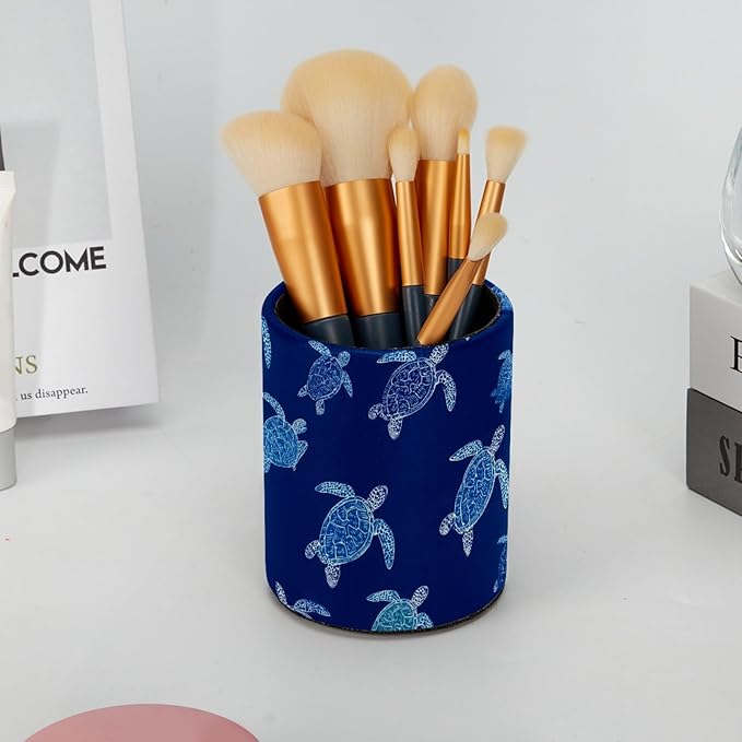 Leather Pen Holder for Desk Turtles Cartoon Pencil Cup Desktop Organizer Makeup - Image 6