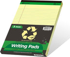 KAISA Yellow Legal Pads Writing Pads Recycled Paper 8.5"x11.75" Wide Ruled - Image 2