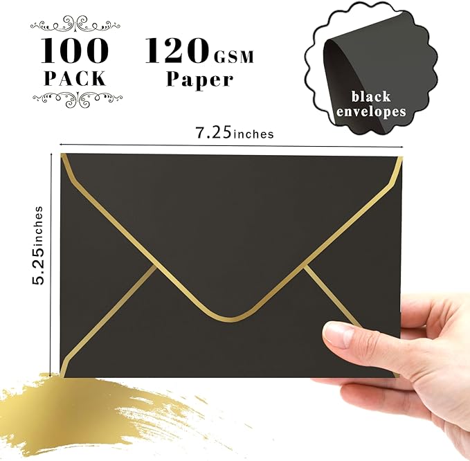 Black 5x7 Envelopes 50 Pcs, Goefun A7 Envelopes - Image 2