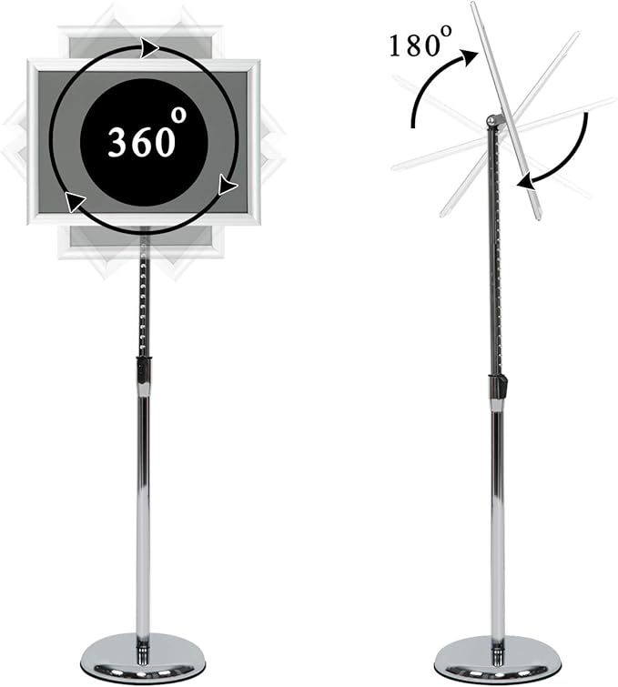 VAIIGO Pedestal Poster Stand, Adjustable Aluminum 11 x 17 Floor Standing Holder - Image 2