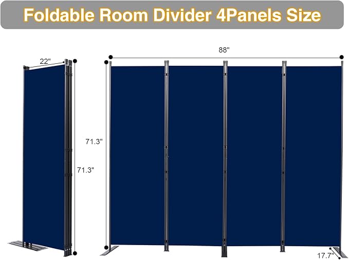 CHOSENM Room Divider, 4 Panel Folding Privacy Screens - Image 2