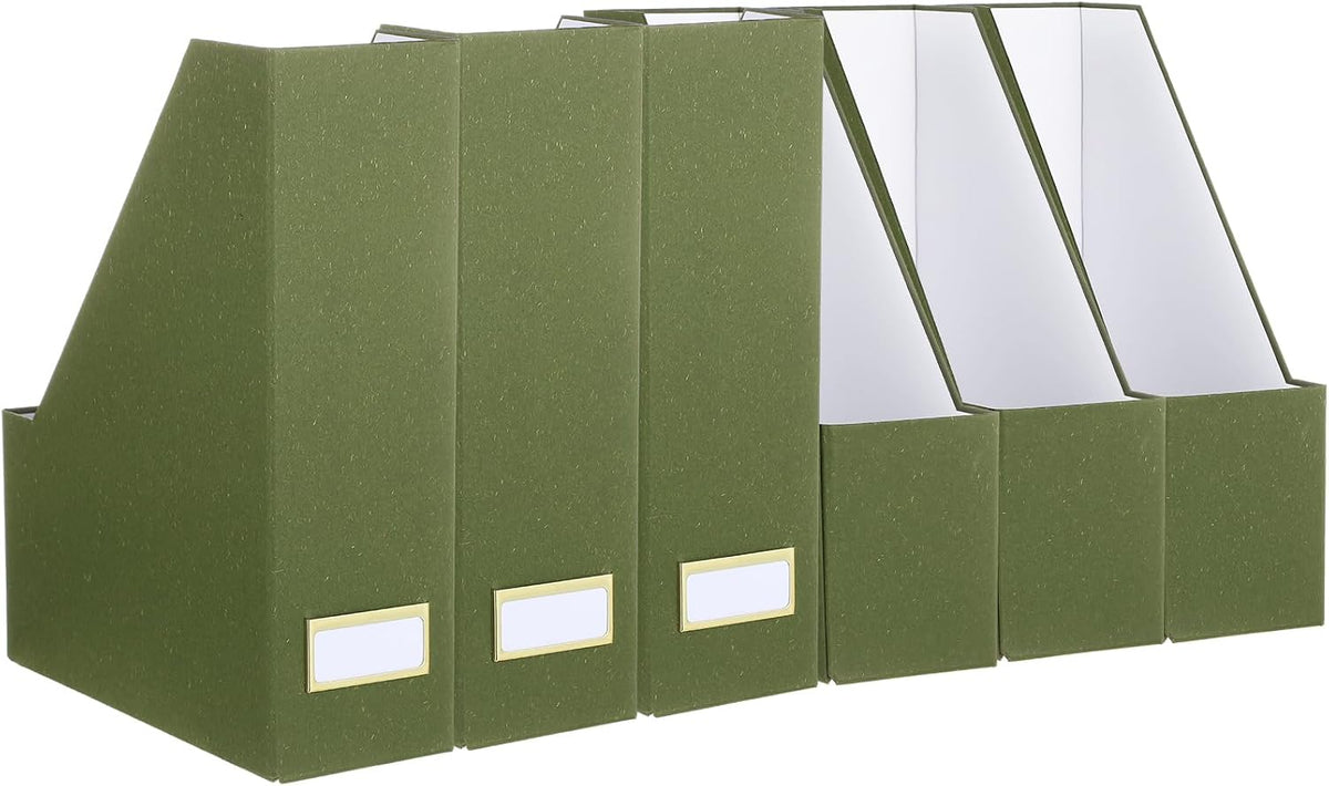 Gueevin Set of 6 Magazine File Holders, Sturdy Cardboard Desk Magazine Organi...