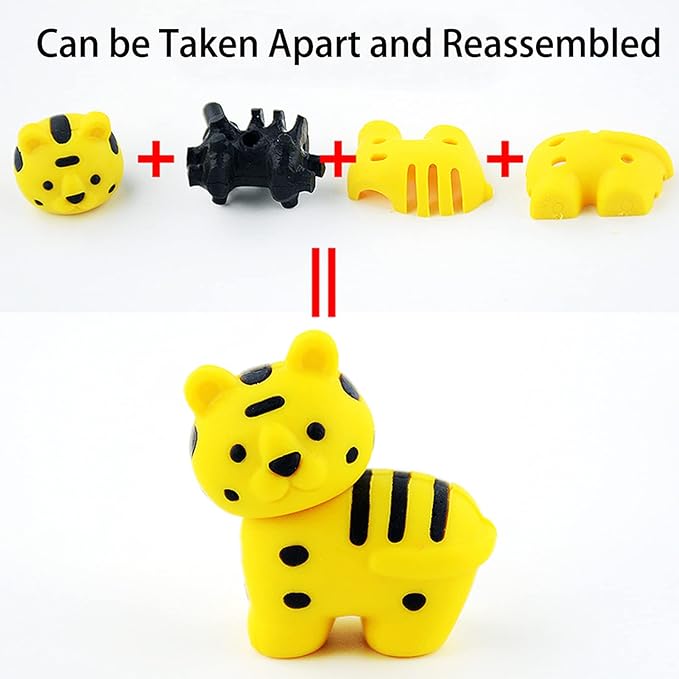 URSKYTOUS 110Pcs Animal Erasers Kids Desk Pets Pencil Erasers 3D Puzzle Eraser - Image 4