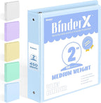 BinderX Extra Durable 3 Ring Binder, Round Ring 2 Inch Binders, Fits 450 Sheets by Sooez