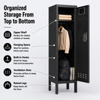 BUTISOW Lockable Metal Storage Locker with Card Slot (15" W x 15" D) Durable Storage Cabinet, Lockers for Employees & Kids, Fits Bedroom Gym School & Office (Black, 54" - 1 Door)