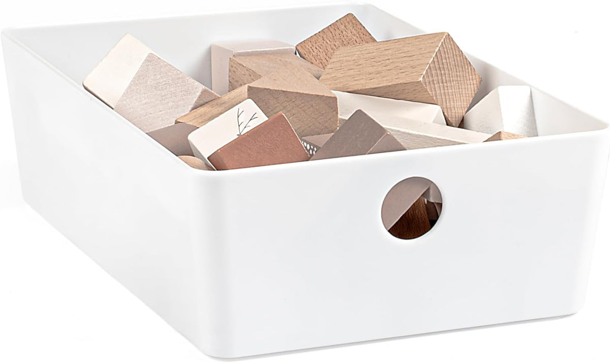 Bella White Modular Box Stackable Storage Bins with Lids Bathroom Organizer K...