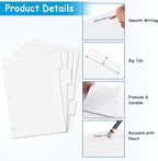 Binder Dividers for 3 Ring Binder, 1/5 Cut Tabs, Letter Size, Blank Write On - Image 3