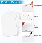 Binder Dividers for 3 Ring Binder, 1/5 Cut Tabs, Letter Size, Blank Write On - Image 3