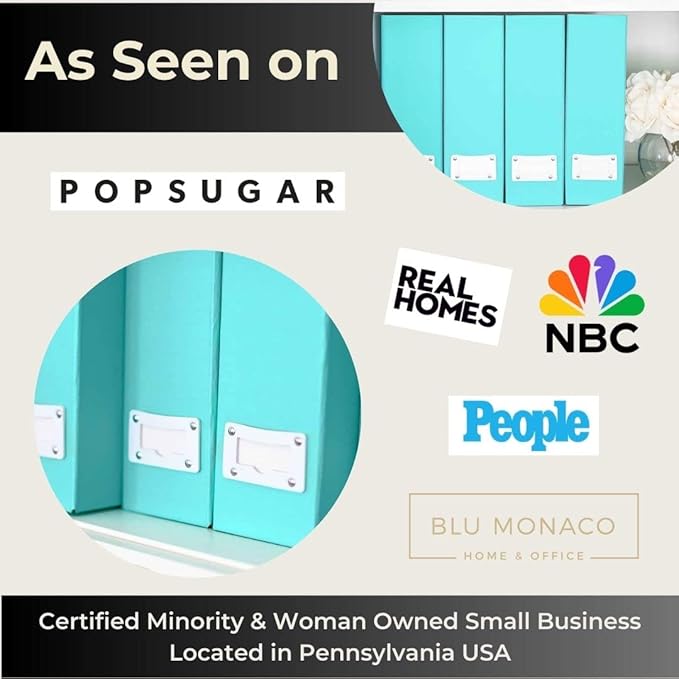 BLU MONACO Set of 6 Aqua Magazine File Holders | Foldable Magazine Storage Boxes - Image 3