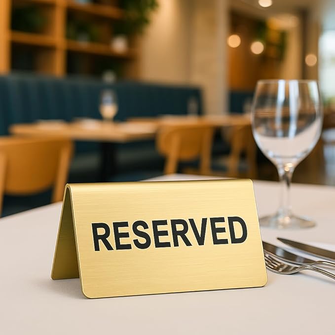 Stainless Steel Reserved Table Sign, 2.36 x 3.94 Inch Tent-Style Signs - Image 5