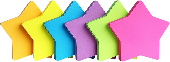 SIMONA Star Shape Sticky Notes 6 Color Bright Colorful Sticky Pad 75 Sheets/Pad - Image 2