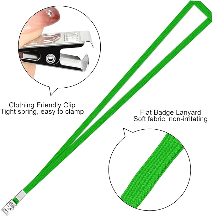 100 Pcs Clear Horizontal Badge ID Card and 100 Pcs Lanyard, Reusable Lanyards - Image 3