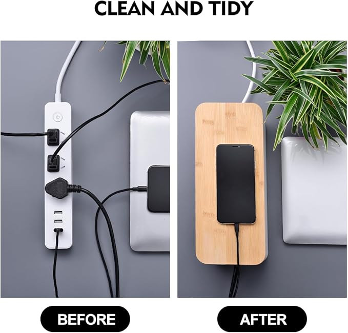 2 Pack Large Cable Management Box – Wooden Style Cord Organizer and Cover - Image 6
