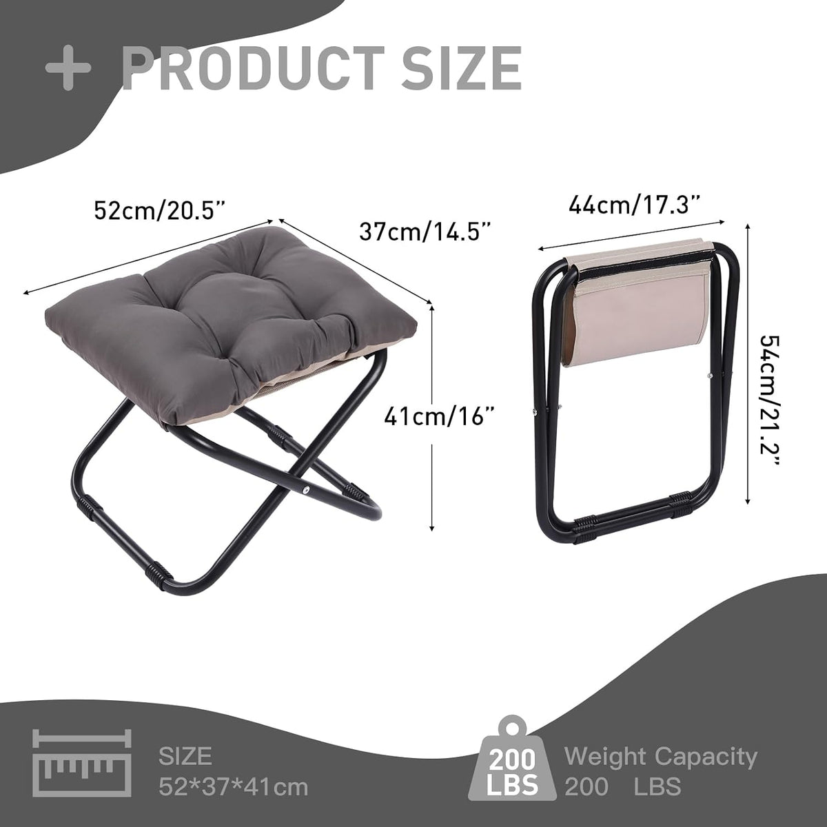 LITA Folding Ottoman, Upholstered Folding Foot Rest Stool for Living Room