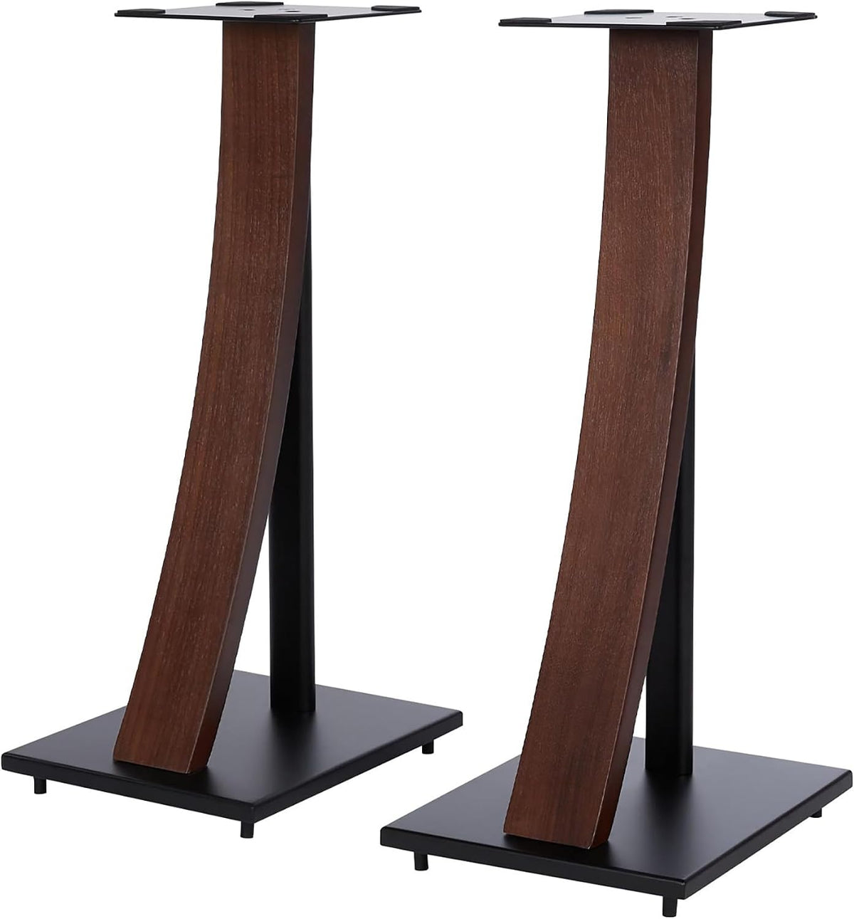 EXIMUS One Pair Fixed Height Universal Speaker Floor Stands with Real Wood - ...