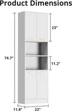 Cozy Castle Kitchen Pantry Cabinet, 4 Doors Open Countertop Utility Hutch - Image 2