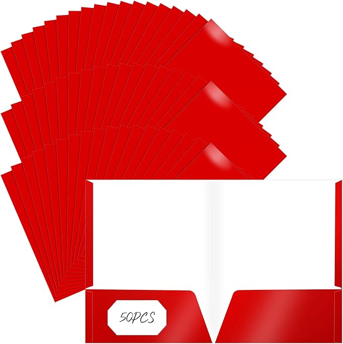 Jutom 50 Pcs 2 Pocket Glossy Paper Folders Glossy Paper Laminated Portfolios by Jutom