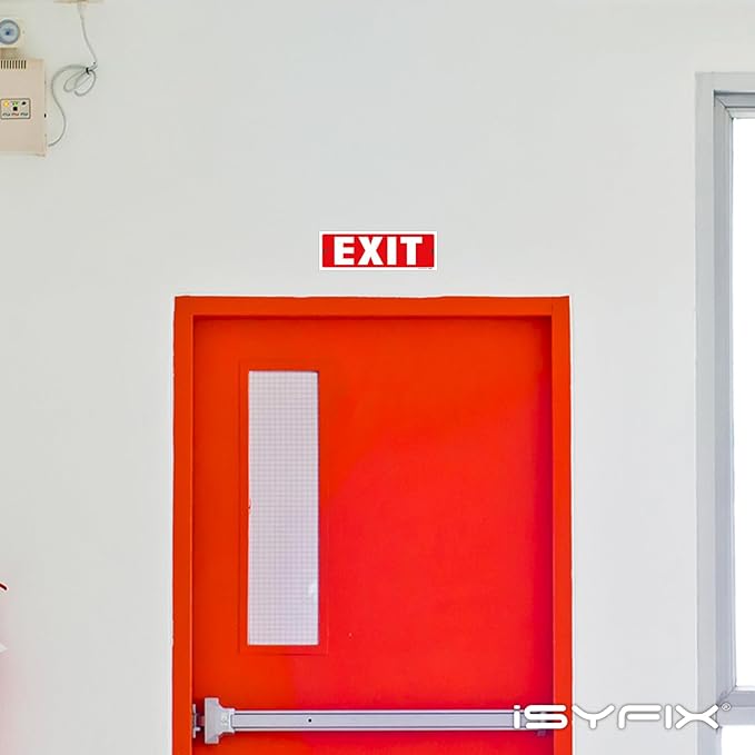 iSYFIX Exit Sign – 2 Pack 12x4 Inch – 40 mil Thick Polystyrene Plastic Sign - Image 3