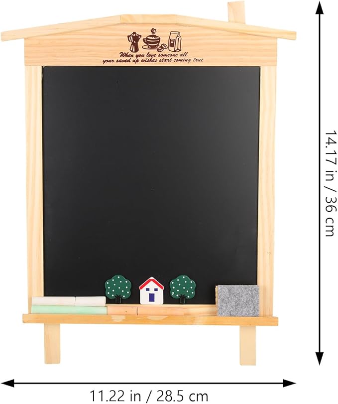 ADOCARN Wooden Tabletop Chalkboard Small Blackboard Reusable Desktop Message - Image 2