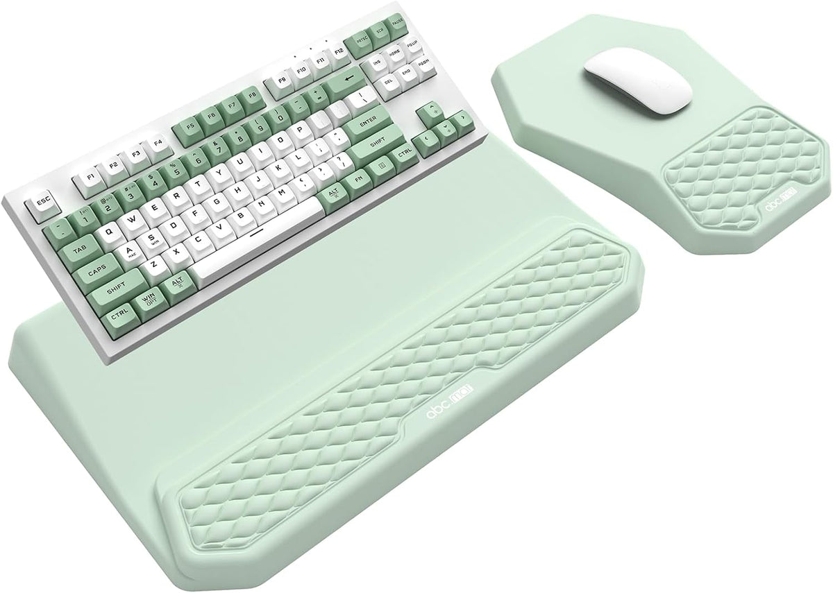 3-in-1 Ergonomic Keyboard Stand with Wrist Rest & Mouse Pad Set,Light Green