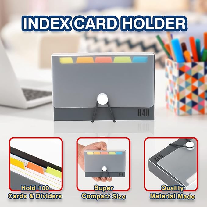 H4D 3x5 Index Card Case with 100 Heavyweight Ruled Index Cards and Dividers - Image 3