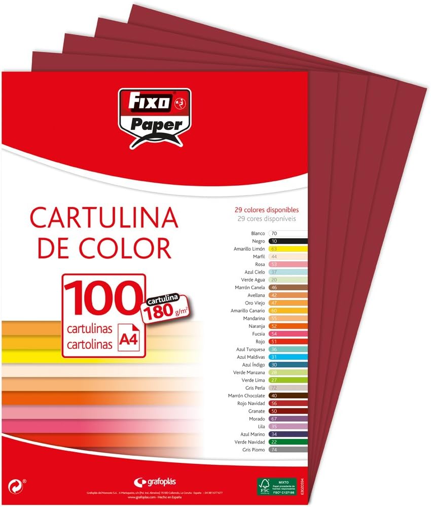 Fixo 11110450 – Pack of 100 Card, A4, Burgundy