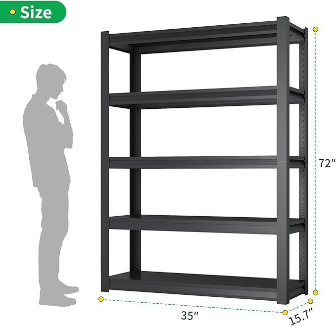 CBCNWR 72''H Garage Storage Shelves, 2500LBS Steel Heavy Duty Storage Shelves - Image 3